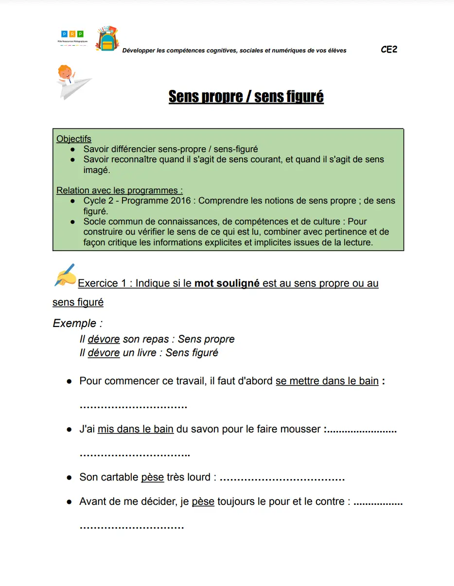 sens propre sens figuré