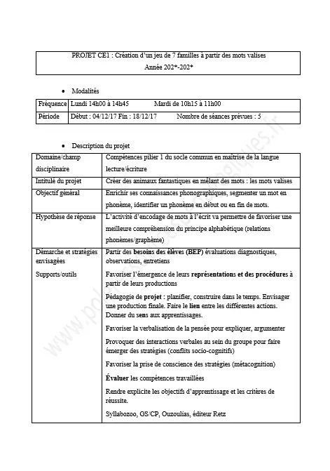 fiche séquence pédagogique