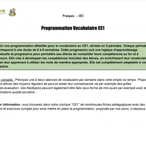 programmation vocabulaire ce1