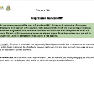 progression francais cm1