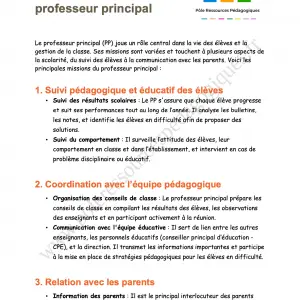missions professeur principal