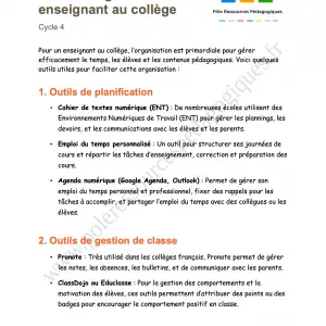 outils organisation enseignant collège