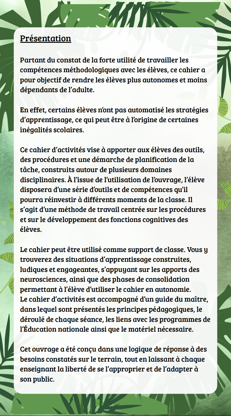 cahier d'activités : les aventures de Raphaëlle