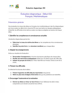 evaluation diagnostique français mathématiques ce2