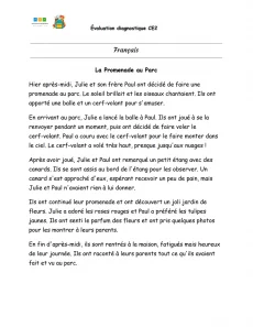 evaluation diagnostique français ce2