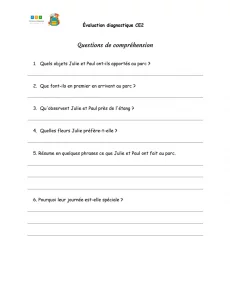 evaluation diagnostique ce2