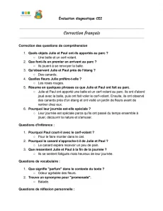 evaluation diagnostique ce2