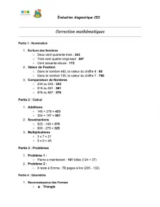 evaluation diagnostique ce2