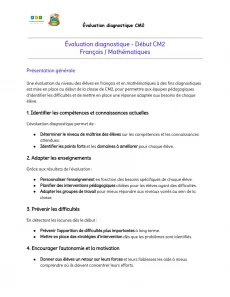 evaluations diagnostiques cm2