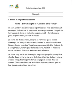 evaluation diagnostique français cm2