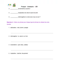 exercices sur les types de phrases ce2